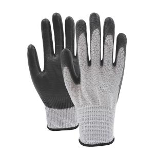 13 Gauge Polyester Polyurethane Palm Coated Gloves ANSI Level 5 Cut Resistant