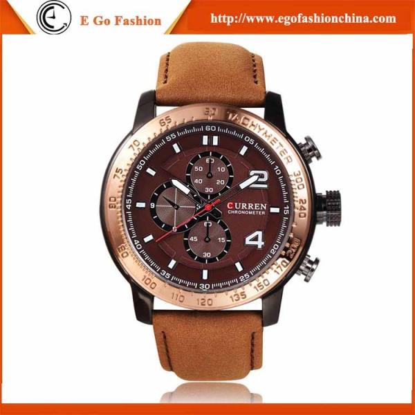 CURREN Watch 8190 3 Knobs Subdial Watches Sports Watch Quartz Analog Watch Leather Watch