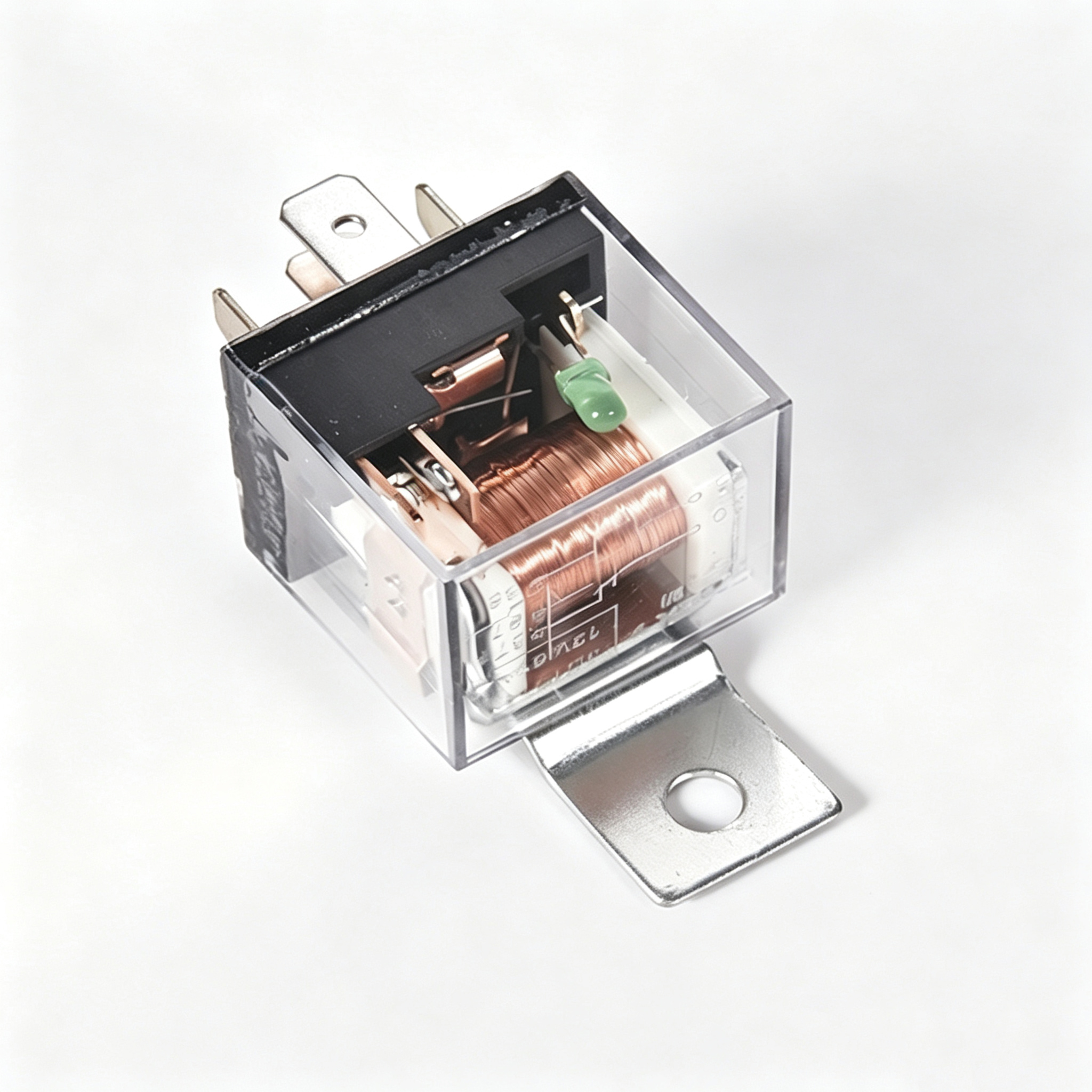 40A 12V 24V Transparent Automotive Relay with LED Light - Dual Contact PCB Relay