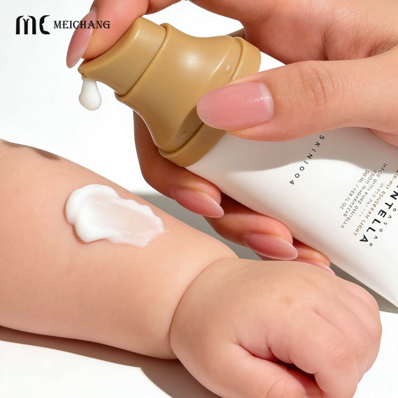 30g 50g 75g Baby Sunscreen Airless Pump Tube with Food Grade PE BPA-Free PCR Eco Packaging