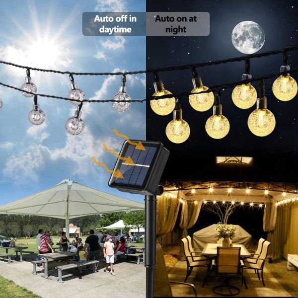 30 LED Outdoor Solar String Lights Globe Crystal Ball Garden Wedding