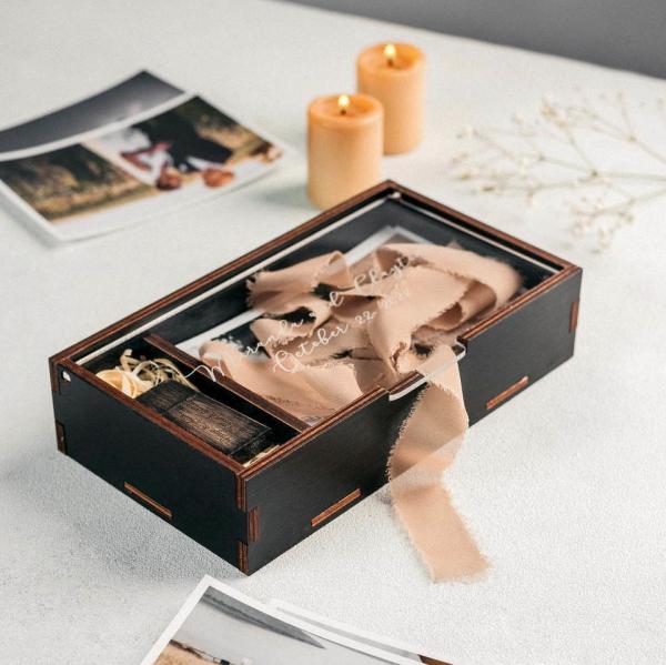 Wooden Memory Keepsake Boxes With Personalize Acrylic Lid - Wedding Bridal Party Gift Box- Birthday & Holiday Gift