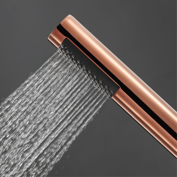 Stylish Round Rose Gold Copper Hand-Held Shower Head With Hose for Modern Bathrooms