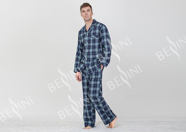 Comfortable Soft Mens Luxury Sleepwear Cotton Reverse Collar Long Sleeve Shirt