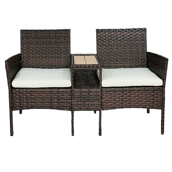 Hot Sale Good Quality Garden Chairs Poly Wide Brown Rattan Hand Weaving Love Chair