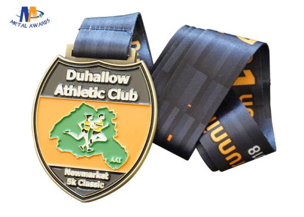 Egg Shape Custom Sports Medals / Personized Antique Gold Plating 5k Running Medals