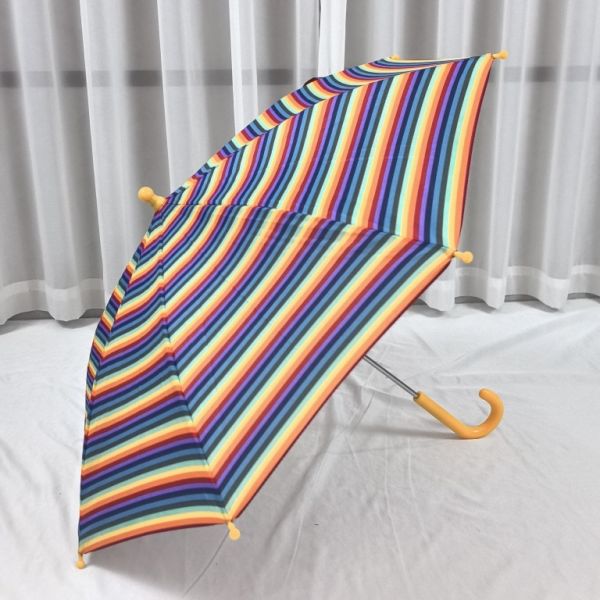 Rainbow Kids Umbrella Long Handle Safe and Easy to Open for Kindergarten Children