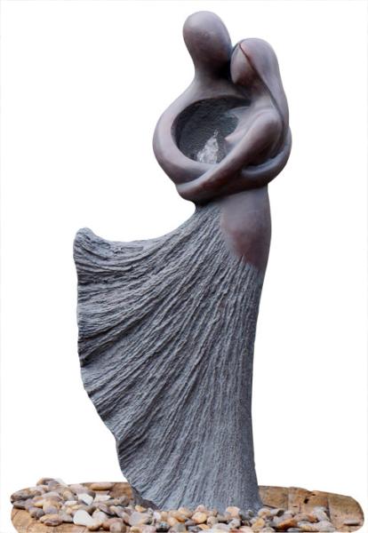 Lover Sculpture Water Fountains , Copper Outdoor Water Fountains For Backyard
