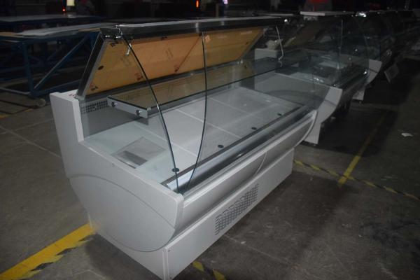 Refrigerador horizontal comercial da exposição da carne com o diodo emissor de luz interno da parte superior