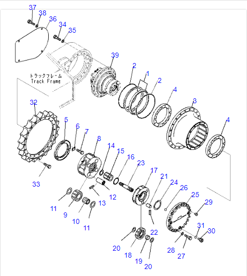 2nd Planet Carrier Assembly PC200-8 Travel Sun And Planet Gear 20Y-27-41150