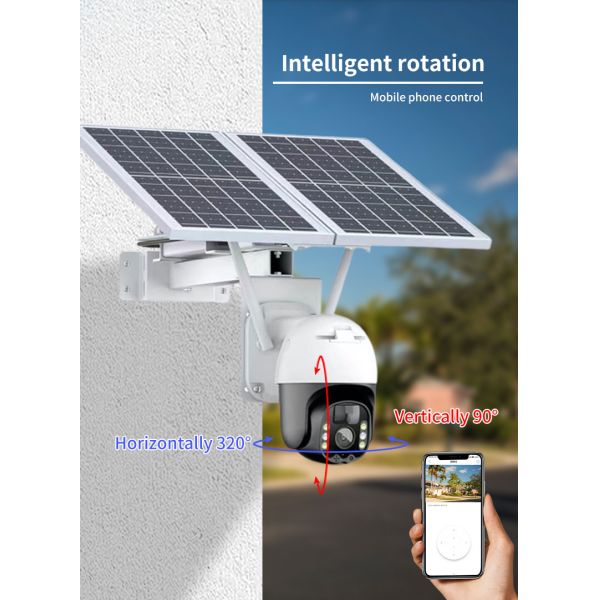 Wifi Tuya Smart Solar Camera 20Watt Outdoor Surveillance PTZ Camera With Solar Panels