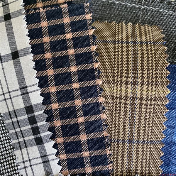 Polyester Fiber Woven Yarn Dyed Checks Fabric For Dresses Suits Pants Jackets