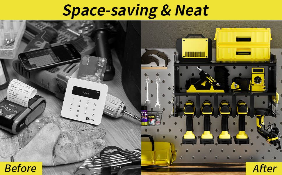 3 niveles de herramientas eléctricas de almacenamiento bastidor montaje de pared organizador de estantes de utilidad para perforación inalámbrica