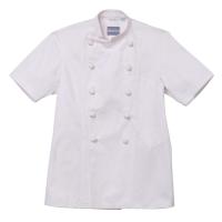 O algodão 100% de 260 G/M levanta-se a alimentação da sarja do braço da metade de colar fora do cozinheiro chefe branco Uniform do braço