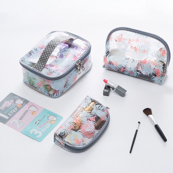 Transparent Gold Glitter Cosmetics PVC Makeup Bag