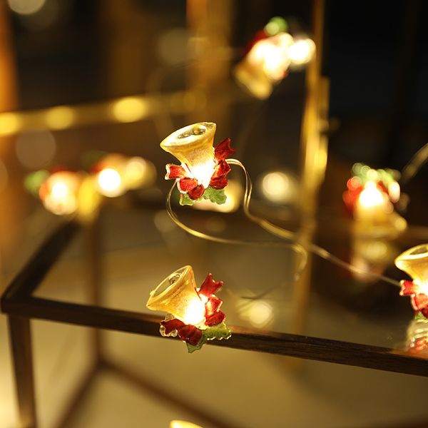 Santa Claus Scepter Snowflakes Elk Socks LED String Lights for Fairy Christmas Decoration