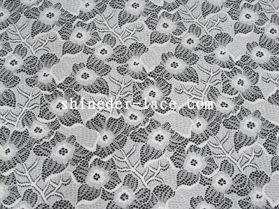 White Nylon Spandex Stretch Lace Fabric With Flower Design For Garment SYD-0186