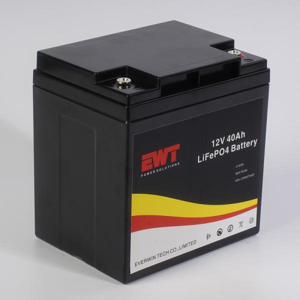 Protecção contra poeira e água Uso externo Bateria Lifepo4 grande de 12V 40AH
