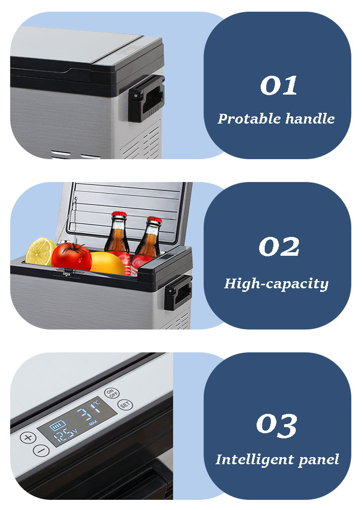 Портативный солнечный автомобильный холодильник компрессорный охладитель для путешествий DC 12V Кампинговый автомобильный морозильник Лед