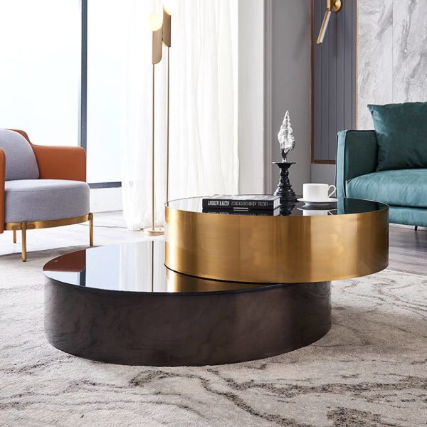 Toughened Glass Living Room Hotel Coffee Table Modern Stainless Steel