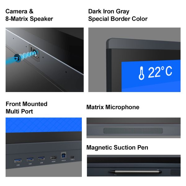 Tableau interactif standard 98 pouces, écran tactile infrarouge, tableau blanc interactif 4K, Smart Zero Bonding
