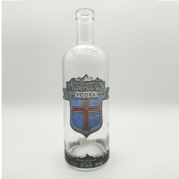 Frosted Gold Triangle Brandy Empty Bottle Decal Transparent