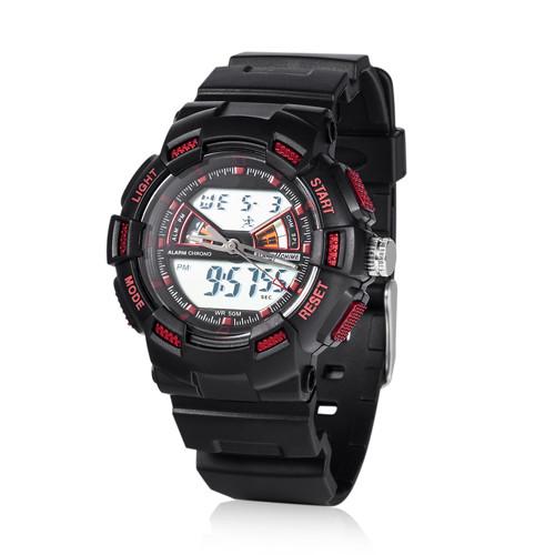 Plastic Digital Watch with Stainless Steel Case Back, 5ATM Water Resistance and TPU Strap,LCD Digital Watches