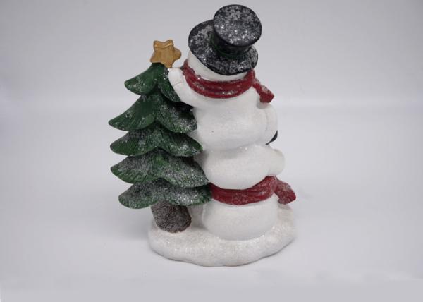 Logo Customized Polyresin Crafts Snowman Christmas Tree Decorations Figurines Gifts
