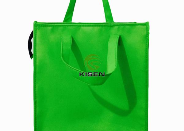 Non Woven Insulated Cooler Bags Green Color Customized LOGO For Picnic