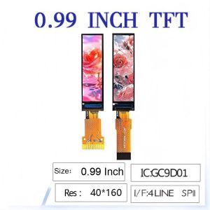0.99inch IPS long strip LCD screen | 40×160 resolution GC9D01 driver, high definition and wide viewing angle, special for industrial equipment status bar / smart wear, easy to install in narrow spaces
