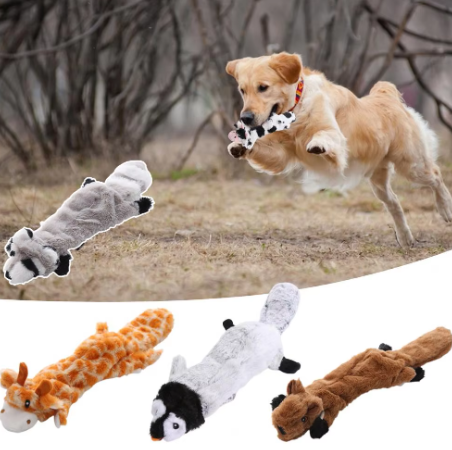 Double Layer Reinforced Fabric Durable Cute No Stuffing Chewtle Plush Squeaky Dog Toys