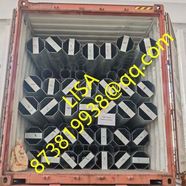 Hongxin 45FT Hot Dip Galvanized Octagonal 1200KGF 2-Segments Distribution Steel Poles