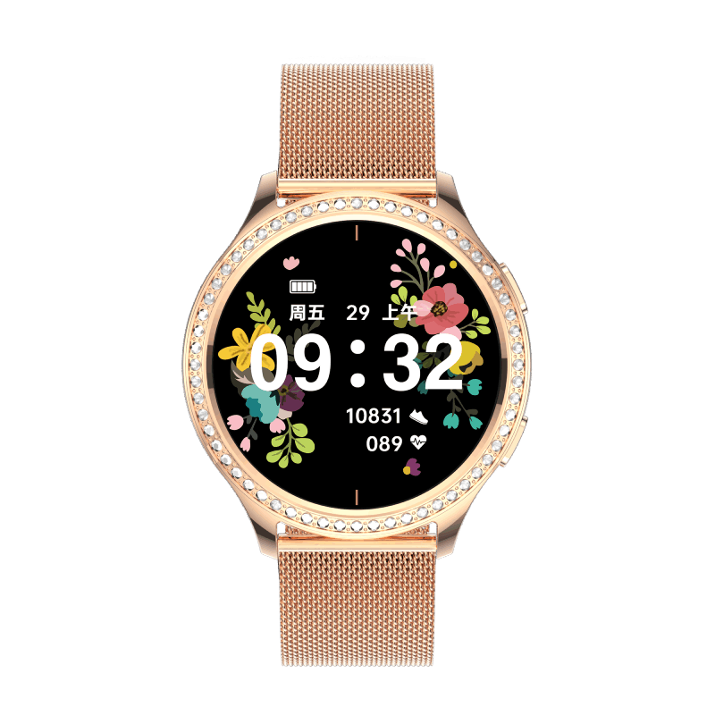 Support OEM & ODM | Luxury Diamond Ladies Smart Watch with BT5.1 Bluetooth Call IP67 Waterproof and 1.32-inch IPS Display