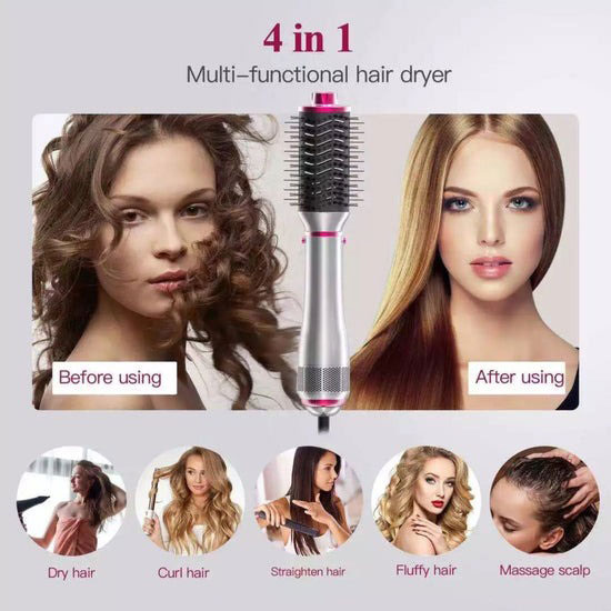 Women's Ionic High Speed Outdoor Salon Hair Dryer Brush Straightener Curler Massager Rapid Warming Volumizer 1200W Hotel & RV