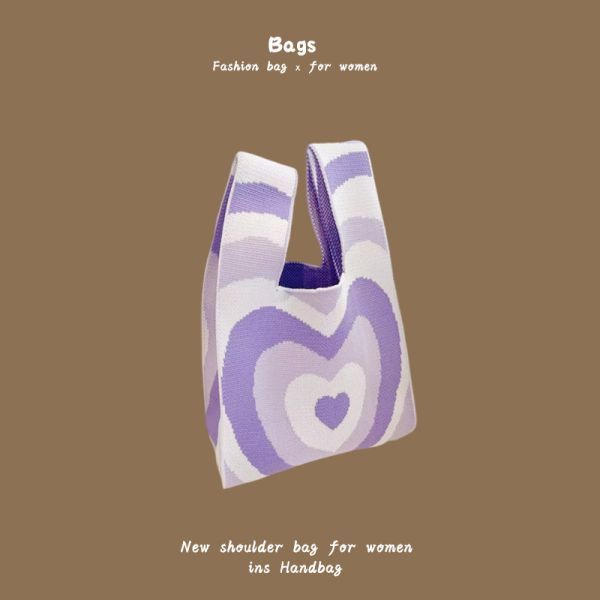 THE NEW INTERNET CELEBRITY HANDBAG KNITTING HAND KNITTING WOOL BUCKET BAG HAND CASUAL TOTE LUNCH BAG