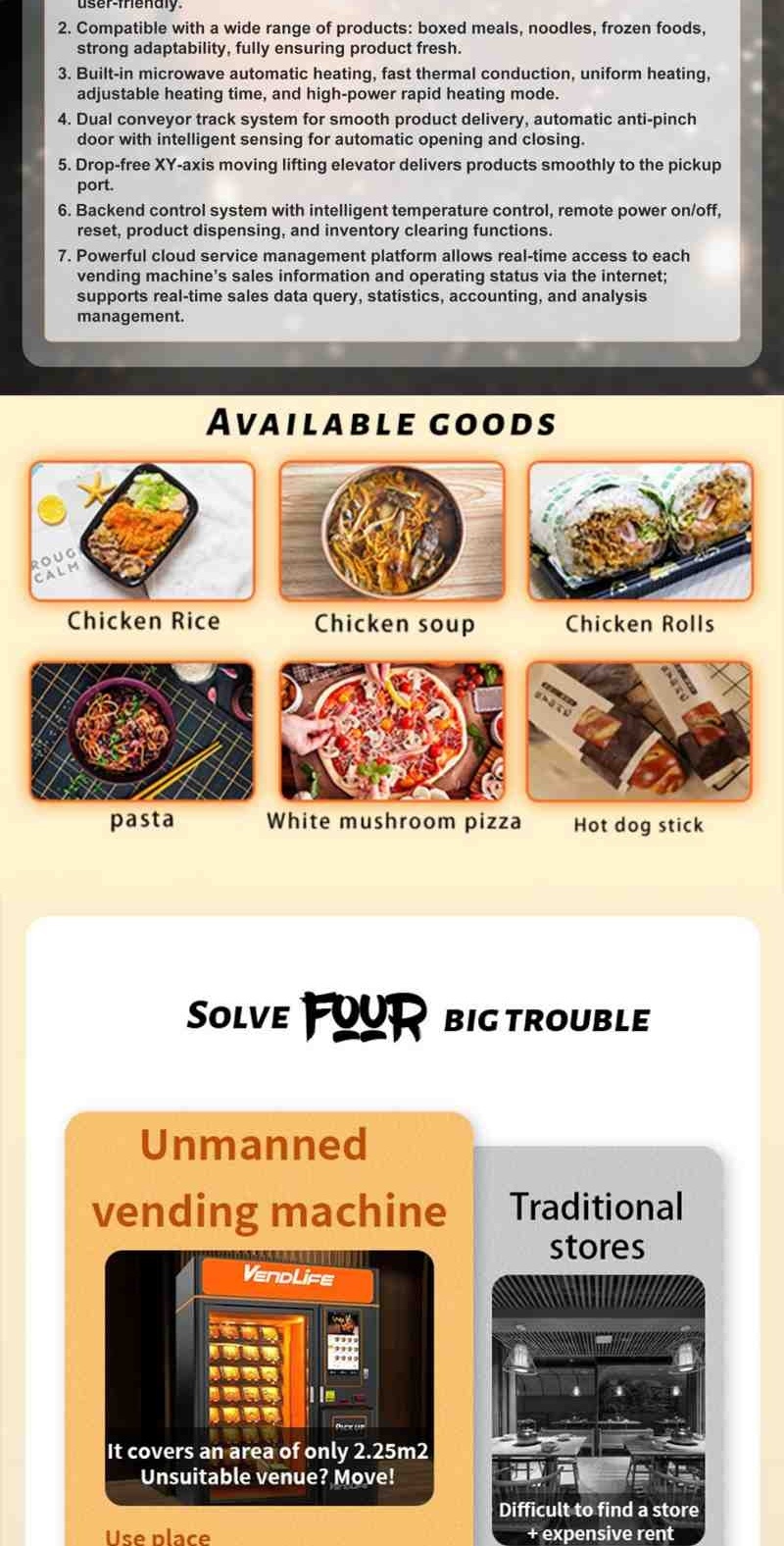 Vendlife mart Bento Vending Machine - Automatic Unmanned Hot Food & Prepared Meal Vendor, Microwave Heating, 32-inch Touch Screen, QR/Card/Cash Payment, for Office, Community, School, Station 24/7