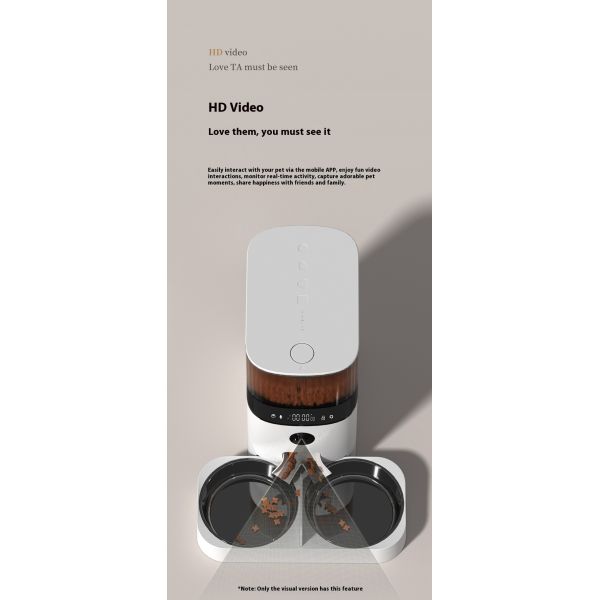 Modern 5L Automatic Pet Feeder Double Bowl Large Capacity Cat Dog Feeder Remote Video Timing Charging Solid Style Battery