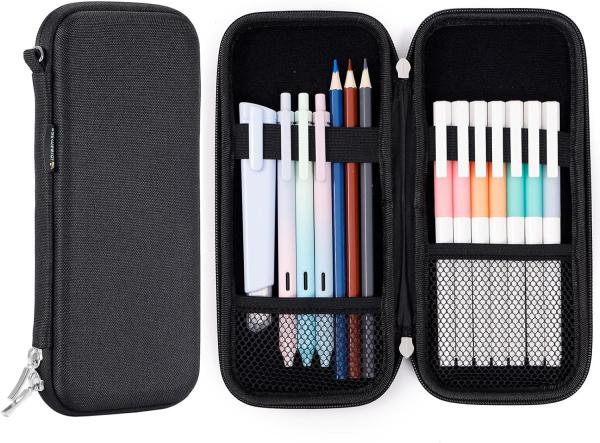 Idream365 Upgraded Hard Pencil Case Box For Adluts,Durable Pen Carrying Case With Zipper-Black