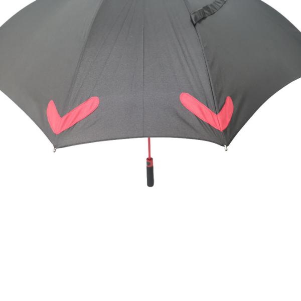 Square Shape 8 Ribs Storm Proof Umbrella With Reflective Logo Print And Skidproof Top