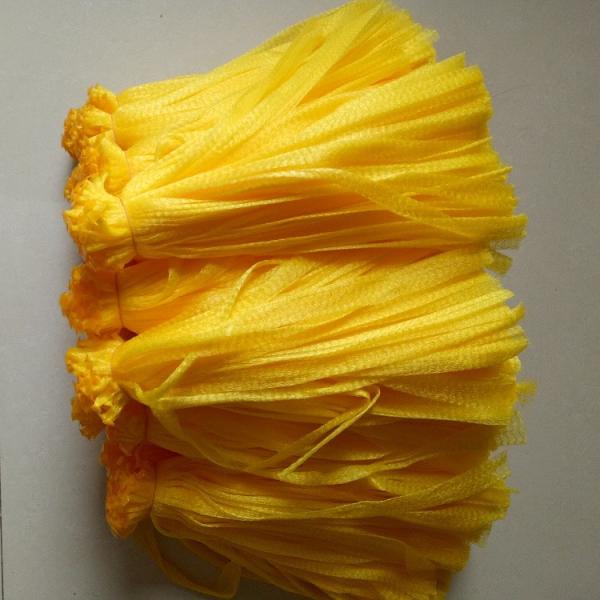 LDPE Mesh Sleeving Bags Packaging plástico tecido amarelo