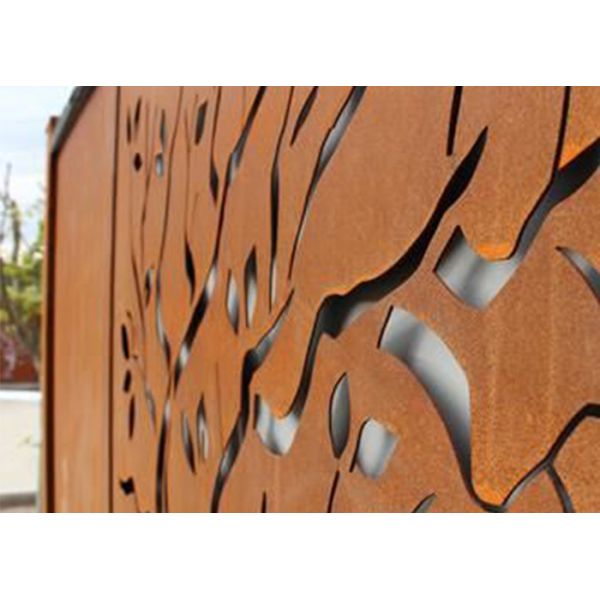Corten Steel Garden Ornaments Oak Tree Design , Laser Cut Fence Panels