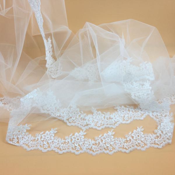 108 Embroidery Cord lace with Rhinstone  Ivory/White Bridal Veil  Wedding Accessories