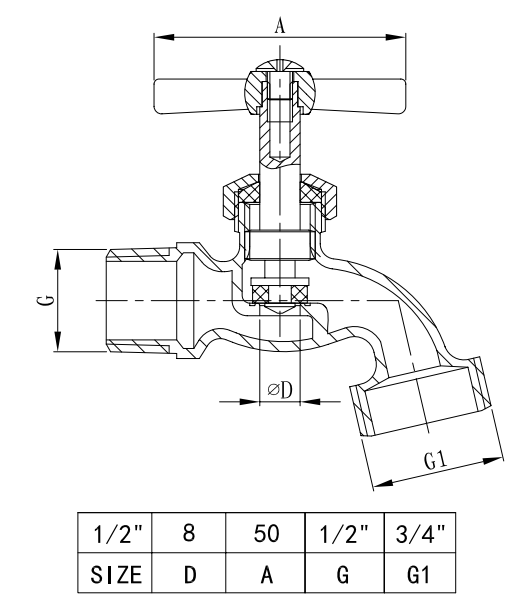 Thread Brass Stopcock Valve Kitchen Brass Bibcock Valve Garden Faucet