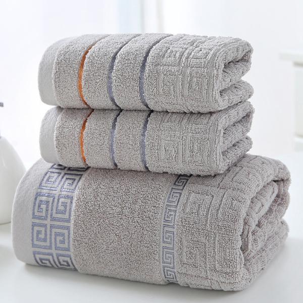 White Plain Forged Cotton Washcloth Bath Towel Absorbent 3-Piece Gift Box with Return Gift Cover