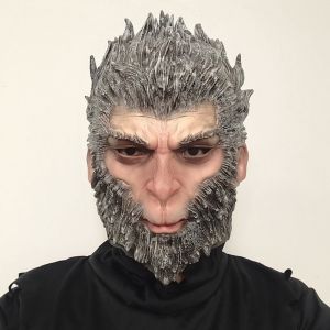 Patygr Hyper-Realistic Primal Ape Latex Mask - Hand-Painted Grey Mythical Monkey