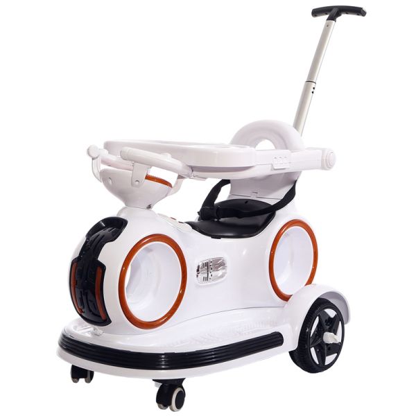 Carro eléctrico para niños con manija retráctil y luces coloridas