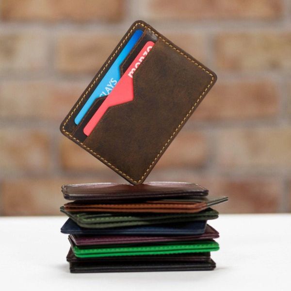 Custom Front Pocket Slim Credit Card Holder Wallet Rfid Blocking Pu Leather Card Case