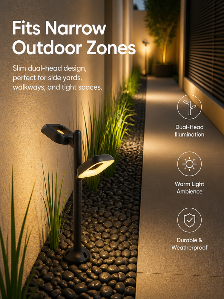 24W Dual Head LED Garden Lights 3000K Aluminum Housing LED Landscape Bollard Light