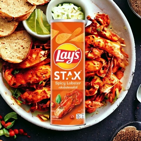 Bulk Savings: Lay's Stax Spicy Lobster 100g x 16 Packs - A Top-Selling Flavor