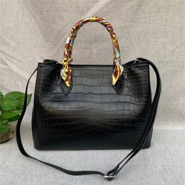 Authentic Crocodile Belly Skin Women Handbag Genuine Alligator Leather Female Scarf Totes Purse Lady Large Shoulder Bag